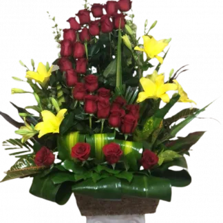 Curved Red Rose Arrangement